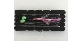CHOMP FLASHER RIG, PINK TINSEL, C/W SIZE 5/0 and 5/0 MITSU HOOKS
